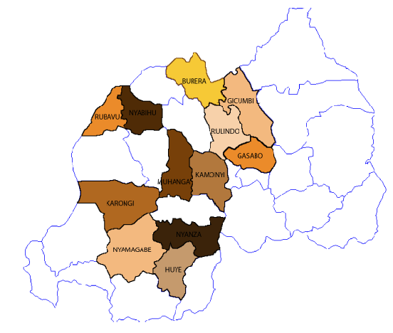 Map of Rwanda Districts